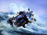 ps照片合成-酷炫水中行驶摩托