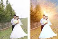 Photoshop给泛白的婚片增加柔美的霞光