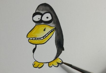 天然呆小企鹅水彩画图解教程 小企鹅水彩画教程