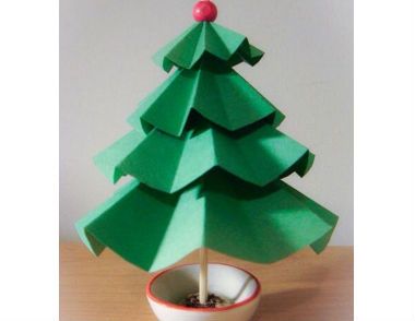 盆栽圣诞树折纸教程 DIY圣诞树制作图解