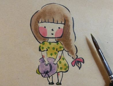 小女孩彩绘画教程 小女孩彩绘画的画法