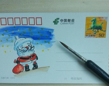 用空白明信片怎么制作绘制圣诞老人