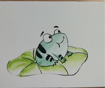水彩画：活泼可爱的小青蛙