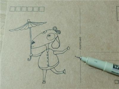 DIY明信片：可爱的山羊手绘明信片