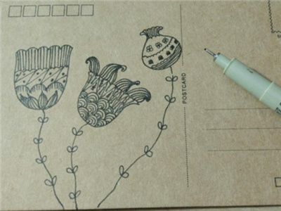 DIY明信片：简单的花卉手绘明信片
