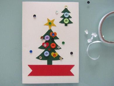漂亮的儿童手工DIY圣诞树贺卡的详细步骤图