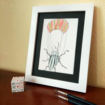 简单昆虫装饰画步骤图 DIY手绘画教程