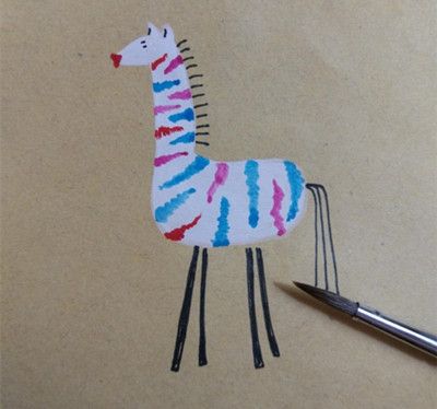 DIY彩色的斑马彩绘图