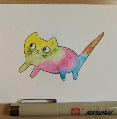 DIY小猫咪彩铅手绘画