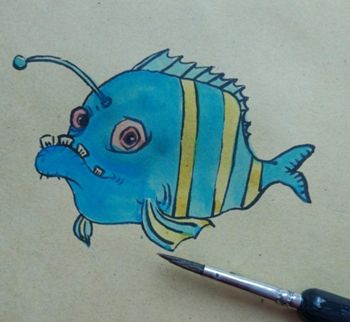 创意小鱼手绘明信片教程