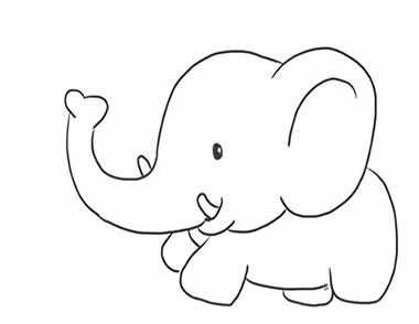 大长鼻子的小象的简笔画怎么画