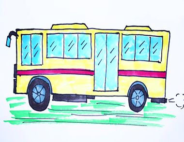 公交车的简笔画怎么画？公交车简笔画图解步骤