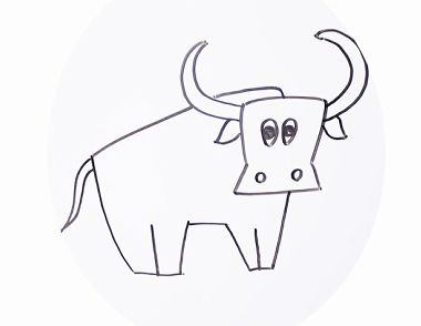 怎么画牛 非洲水牛简笔画步骤