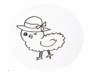 怎么画鸡 戴帽子的小鸡简笔画怎么画