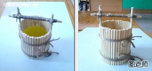 如何将木糖醇瓶子改造成小木桶装饰