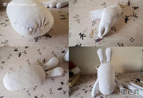 巧用旧袜子改造成可爱的小兔子玩偶