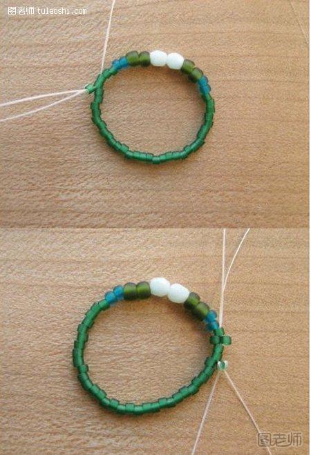 手工串珠戒指的编织教程2