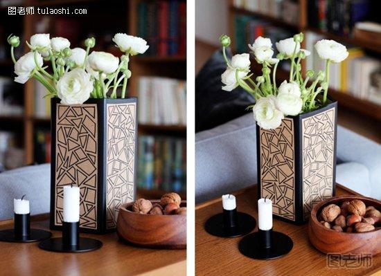 硬纸板DIY手绘创意装饰花瓶教程