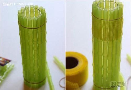 绿色竹筒花瓶的制作方法