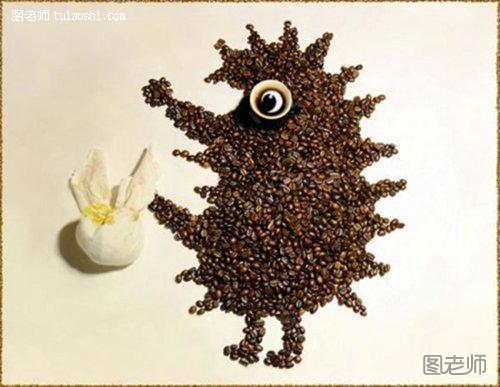 咖啡豆拼贴艺术7