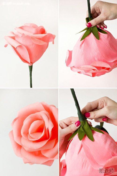 用胶带从花萼底部缠绕到花朵底部来固定位置