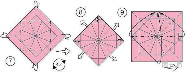 八瓣花的折纸图解3