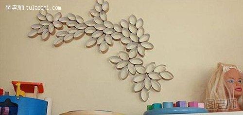 花朵用胶水贴在墙上