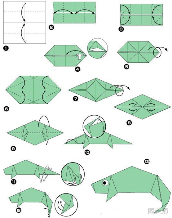 蜥蜴变色龙的折纸方法