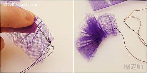 用蕾丝或纱网布料DIY绚丽的装饰花球2