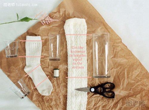 利用白袜子DIY怀旧纯美针织花瓶套2