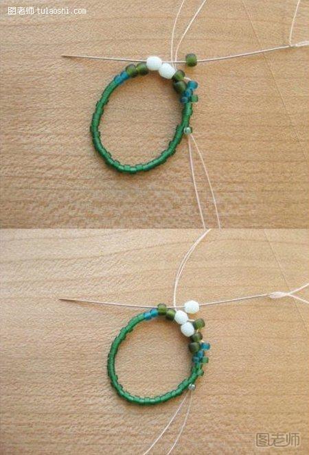 手工串珠戒指的编织教程4