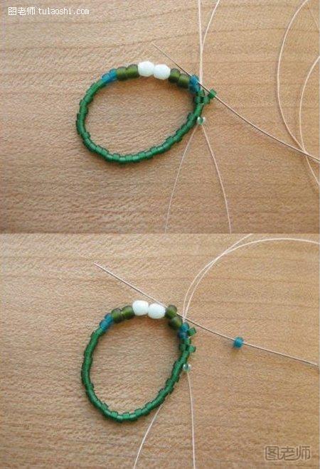手工串珠戒指的编织教程3