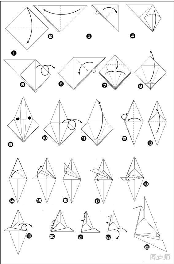图解千纸鹤的折纸过程