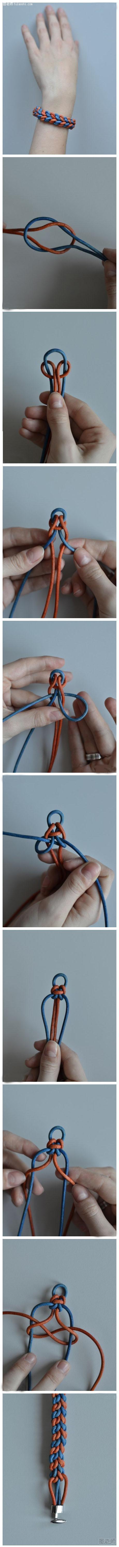 两股绳子编织的宽边手链手绳
