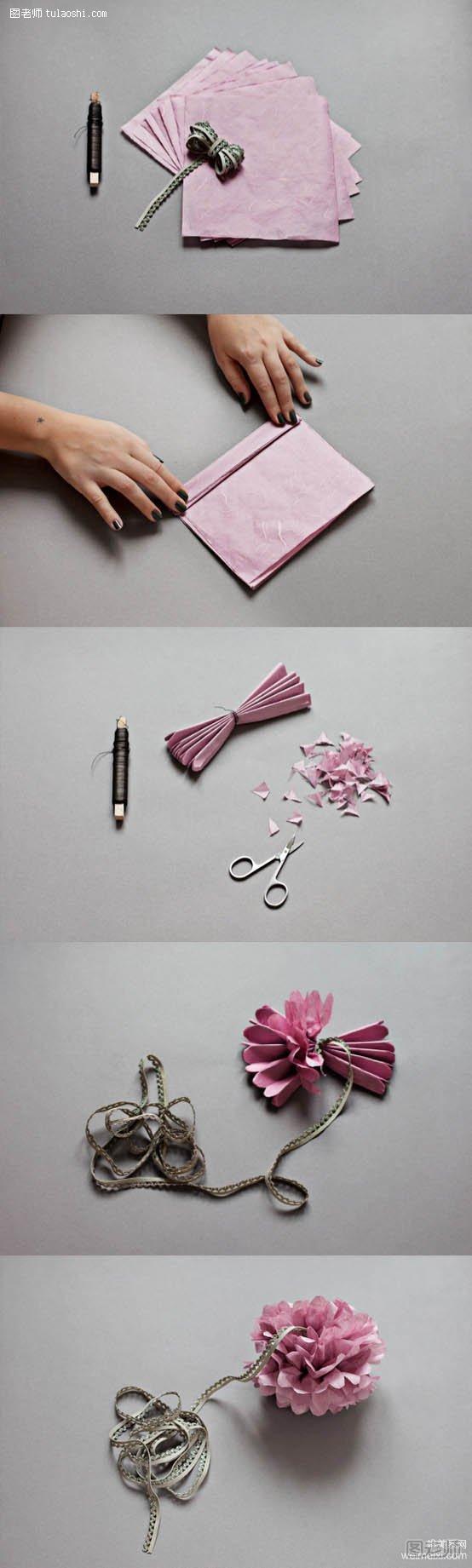 纸花球的做法 手工制作纸花图片教程 纸花的折法