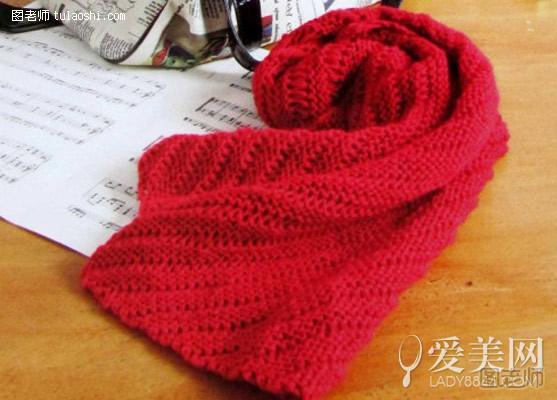  红色热情围巾的织法 