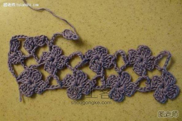 连续花形长围巾钩针编织花样、钩针围巾编织方法 第4步