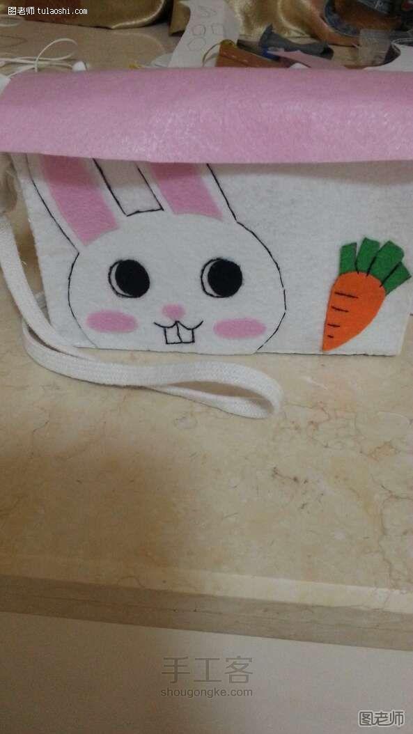 不织布可爱兔子斜挎小包包DIY制作方法 第8步