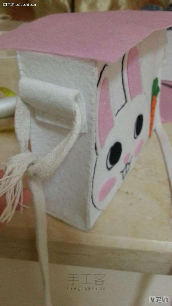 不织布可爱兔子斜挎小包包DIY制作方法 第6步