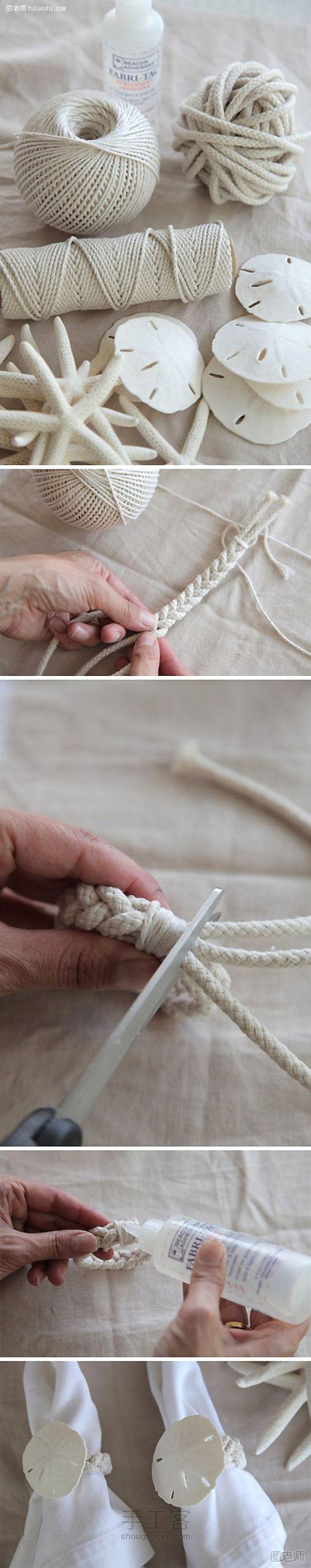 洁白素雅的珊瑚餐巾环DIY编织方法 第2步