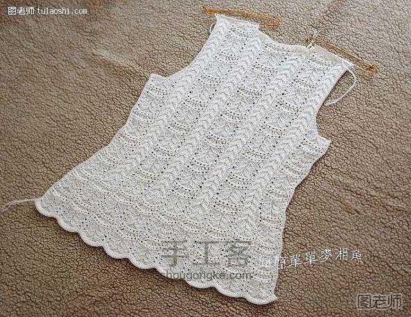 漂亮的白蔷薇女孩毛衣编织方法 手工教程 第8步