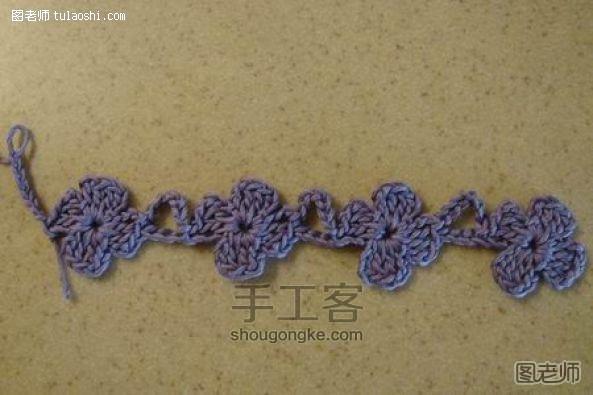 连续花形长围巾钩针编织花样、钩针围巾编织方法 第3步