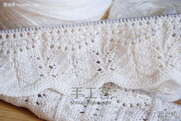 漂亮的白蔷薇女孩毛衣编织方法 手工教程 第3步