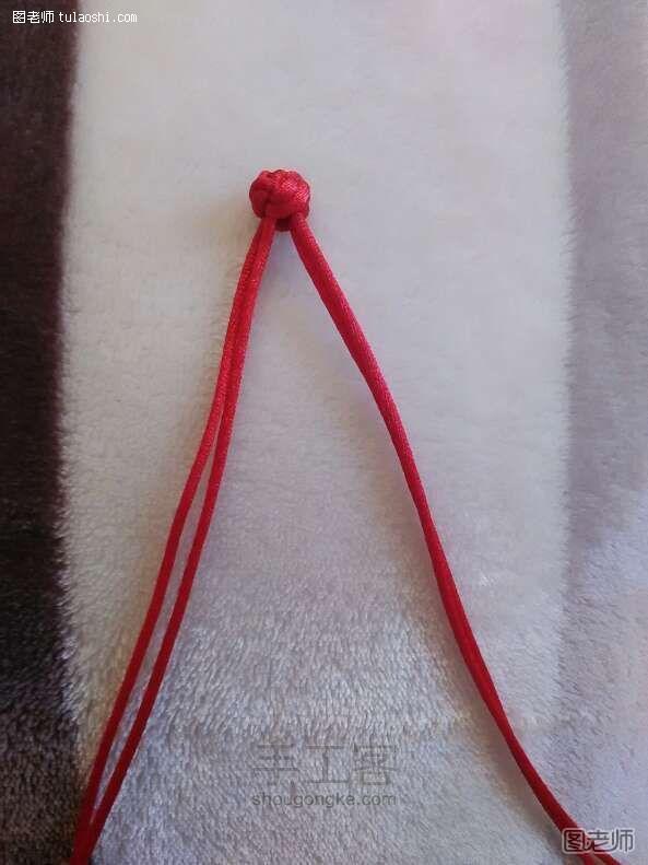 斜卷结系列之红绳小鱼编织制作教程 第1步