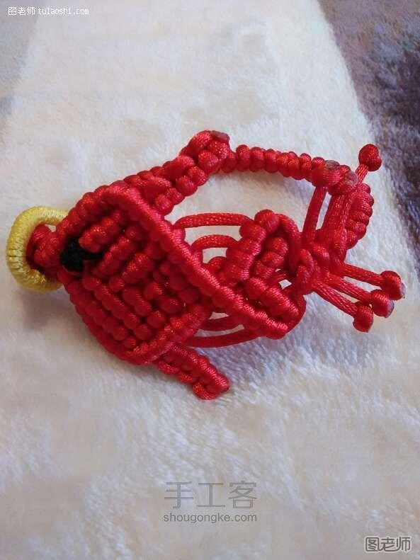 斜卷结系列之红绳小鱼编织制作教程 第21步
