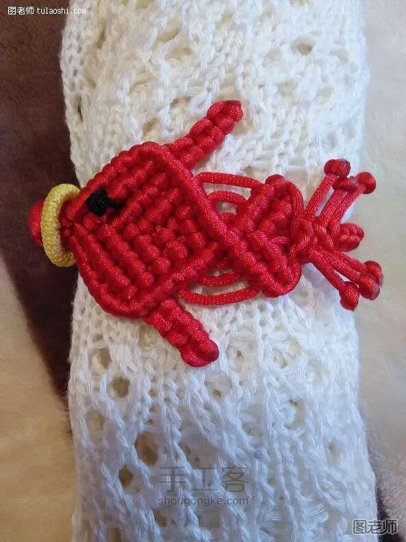 斜卷结系列之红绳小鱼编织制作教程 第20步