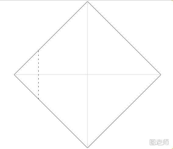 步骤6:将纸张左角向右边按照三分之一的距离进行折叠