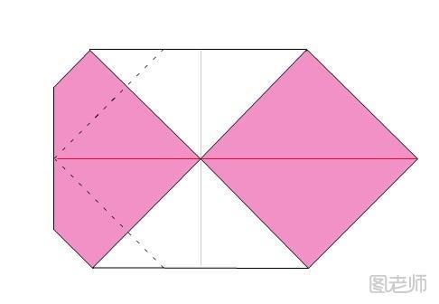 步骤11:如图，将纸张左边的上下两个部分向中间进行折叠
