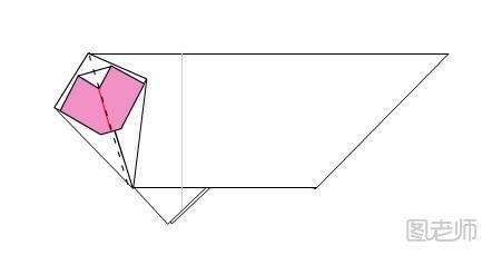 步骤24:把左边四边形的左半部分向后折叠，沿图中虚线折叠