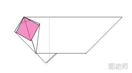 步骤20:把左边的方形顶角向下沿虚线进行折叠